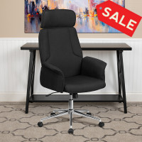 Flash Furniture CH-CX0944H-BK-GG Black Fabric Office Chair in Black